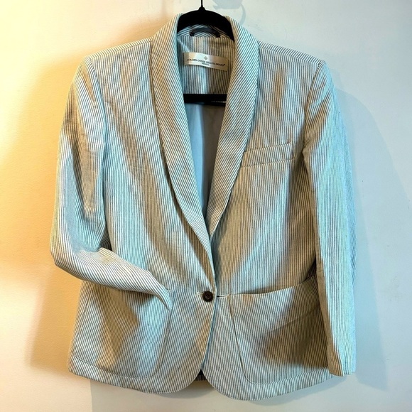 Golden Goose Jackets & Blazers - GOLDEN GOOSE DELUX COLLECTION Sz L Pin Stripe 100% Linen Lined Seersucker